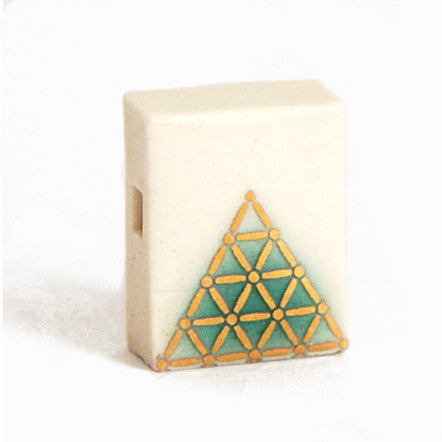 Gold Pyramid Porcelain Block Pendent on 18' Sterling Silver Chain